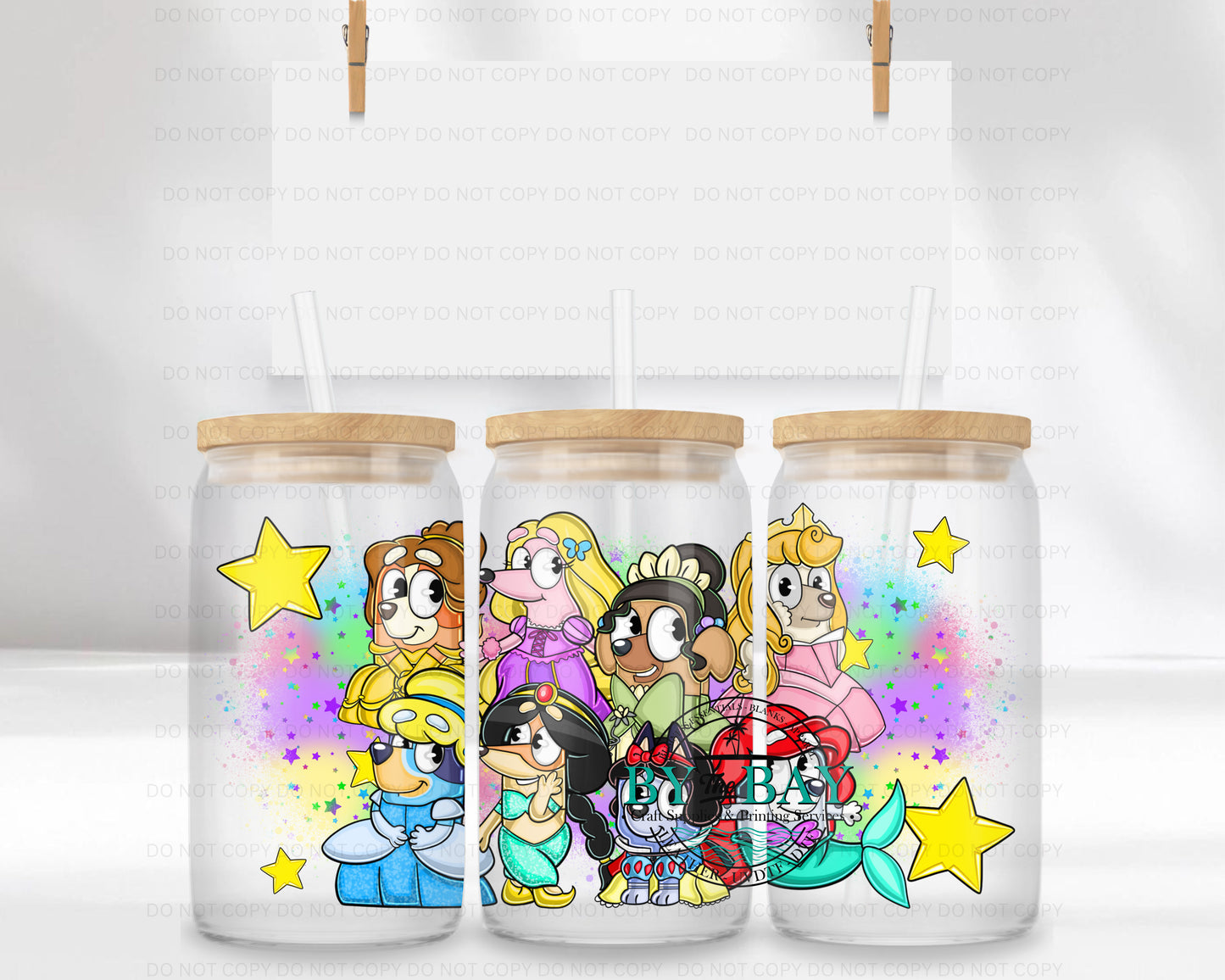 Princess Dogs 16oz UVDTF Wrap