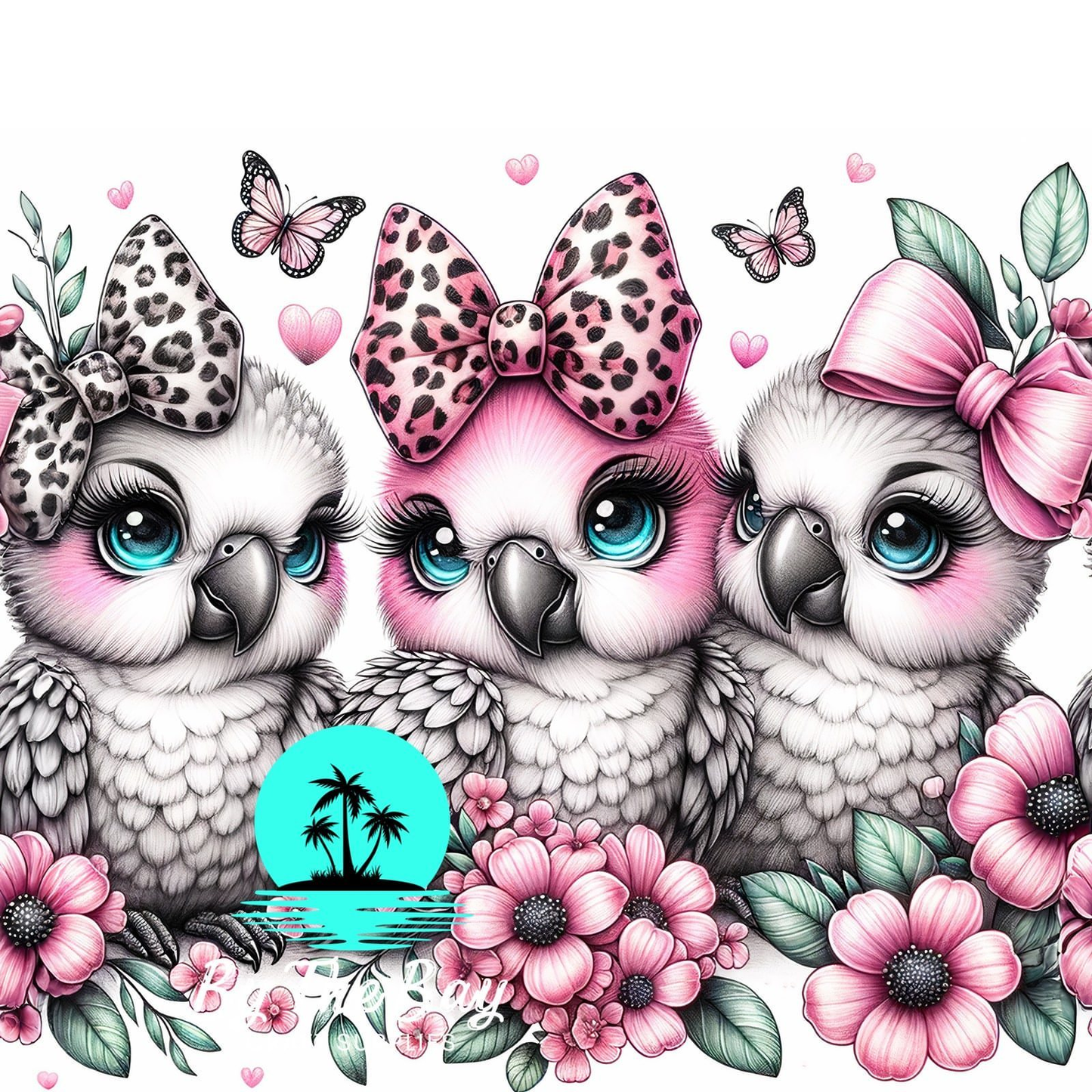 Cute parrots with bows SUB PRINTS