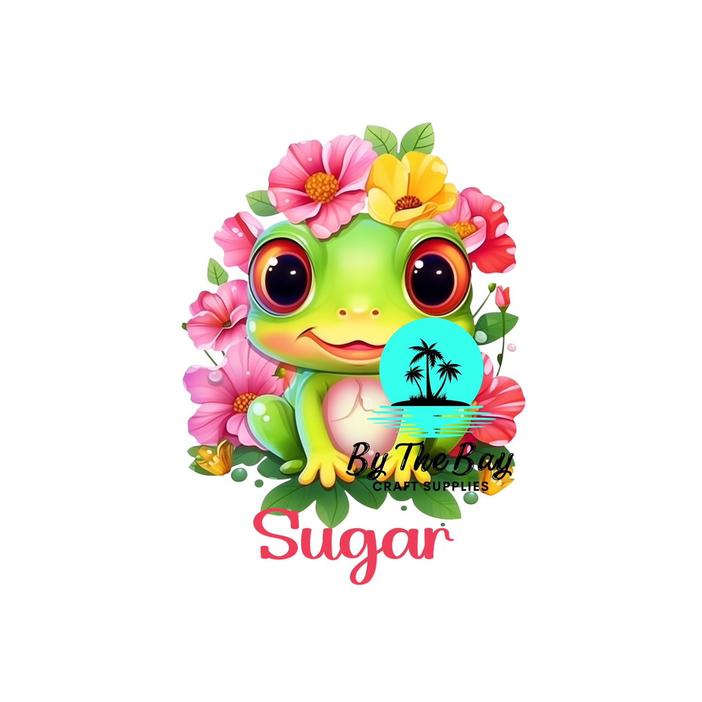 Cute Floral frog Tea/Coffee/Sugar uv decal