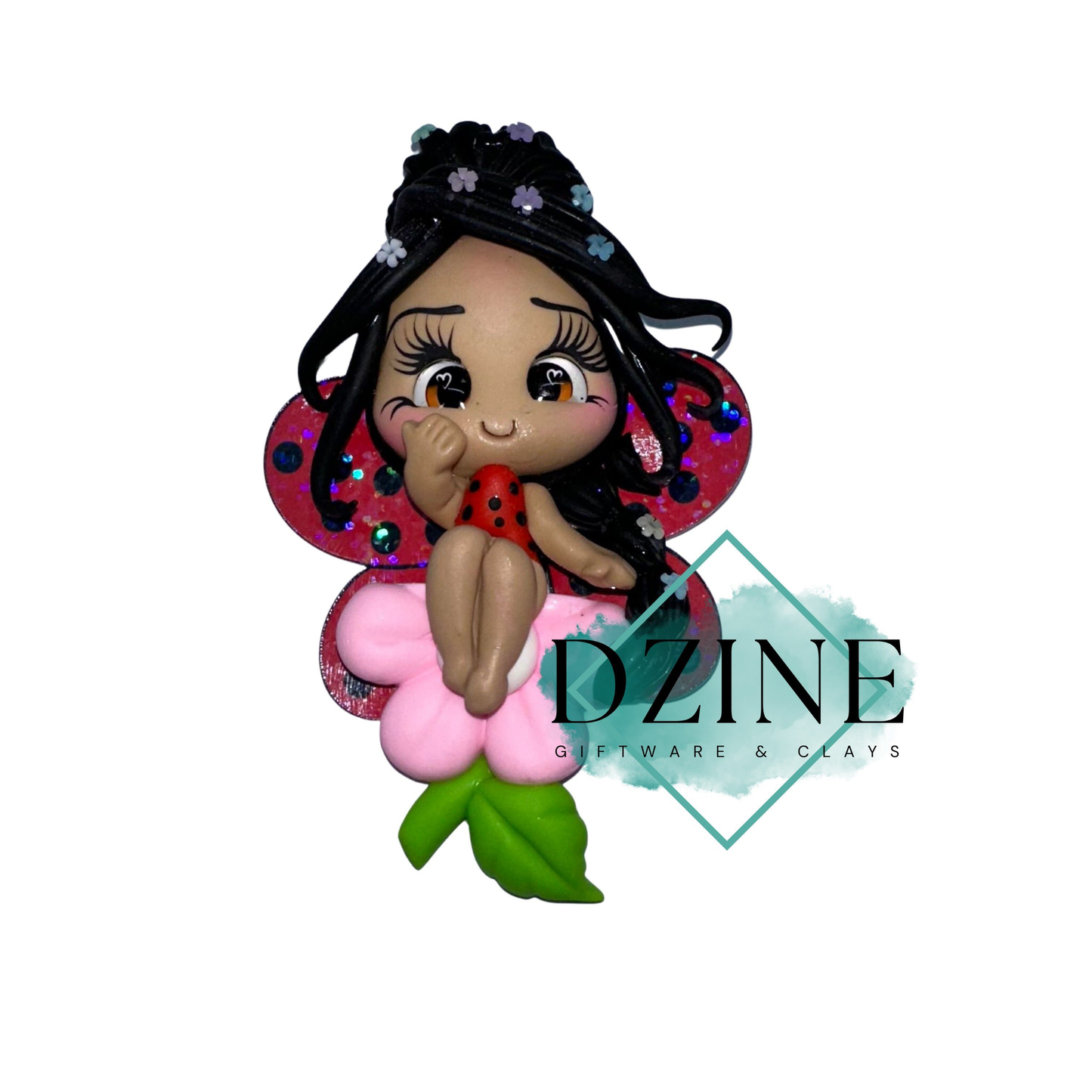 Ladybug girl on flower