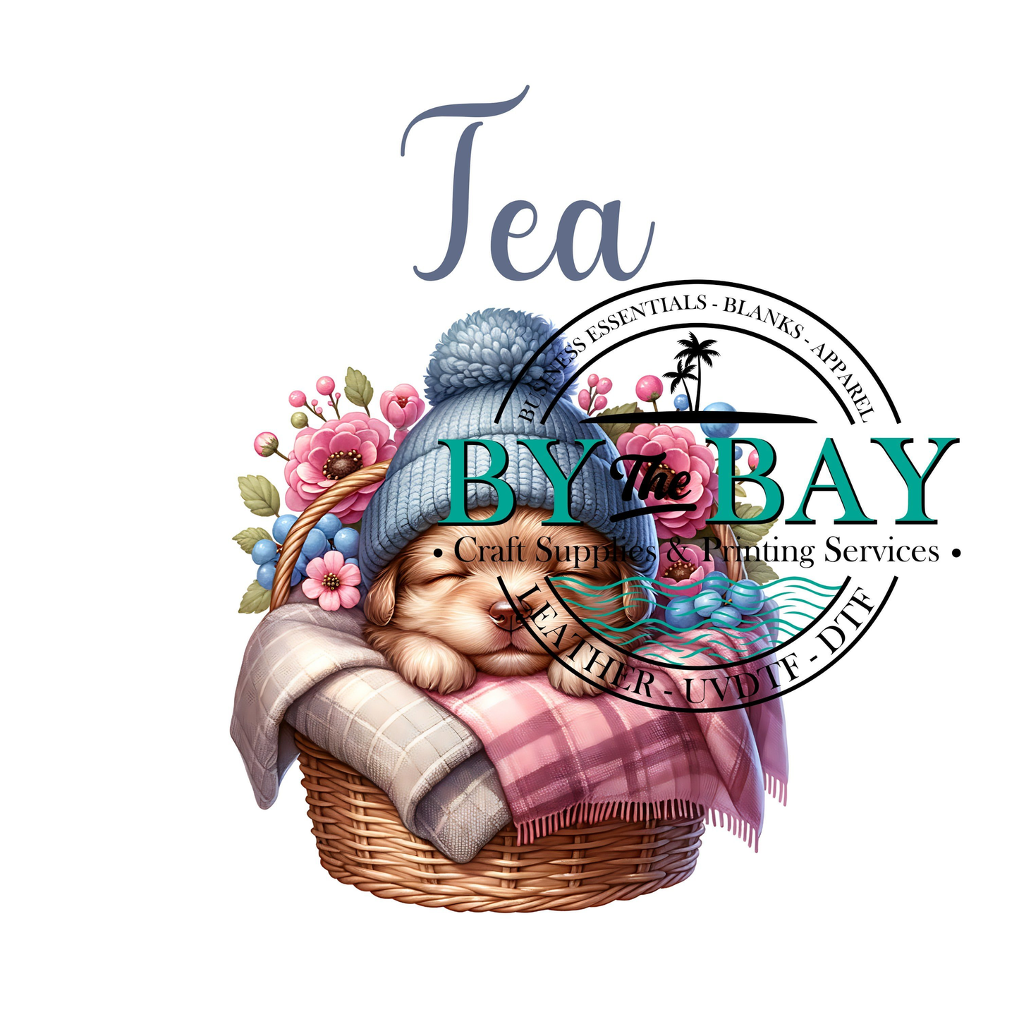 Cute Puppy Blue Tea/Coffee/Sugar uv decal