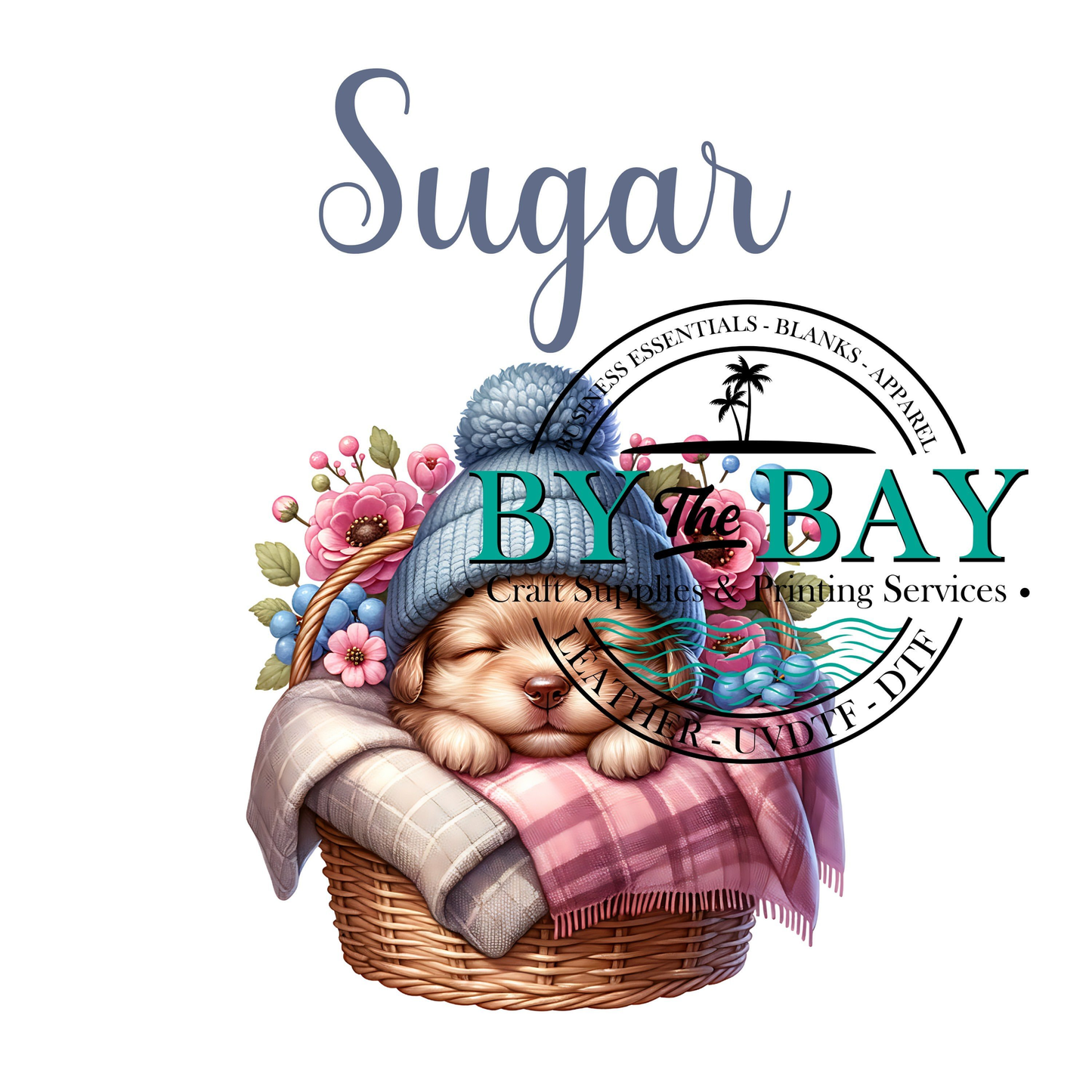 Cute Puppy Blue Tea/Coffee/Sugar uv decal
