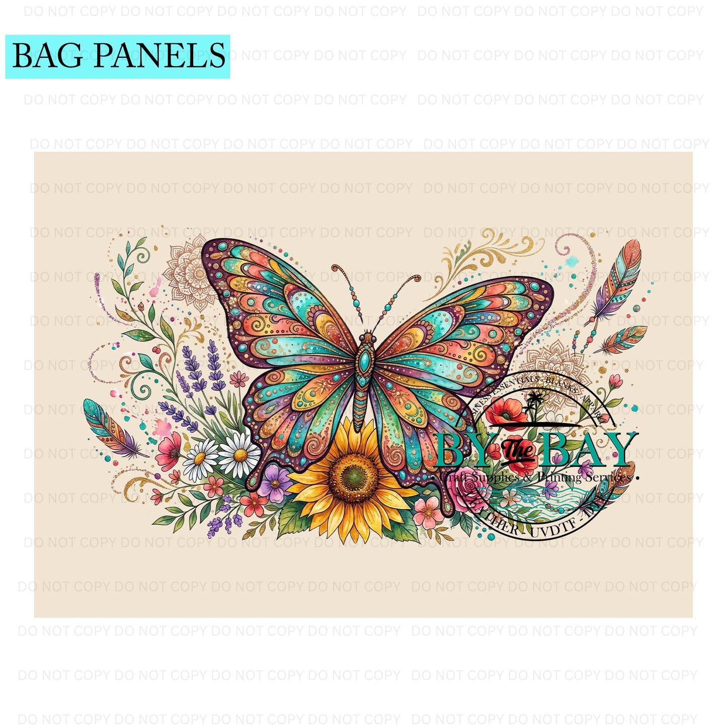 Boho Butterfly Bag Panel (Various Sizes)