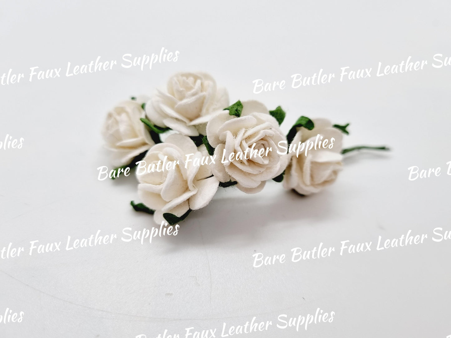 Mini Roses White 5 Pack - Bare Butler Faux Leather Supplies