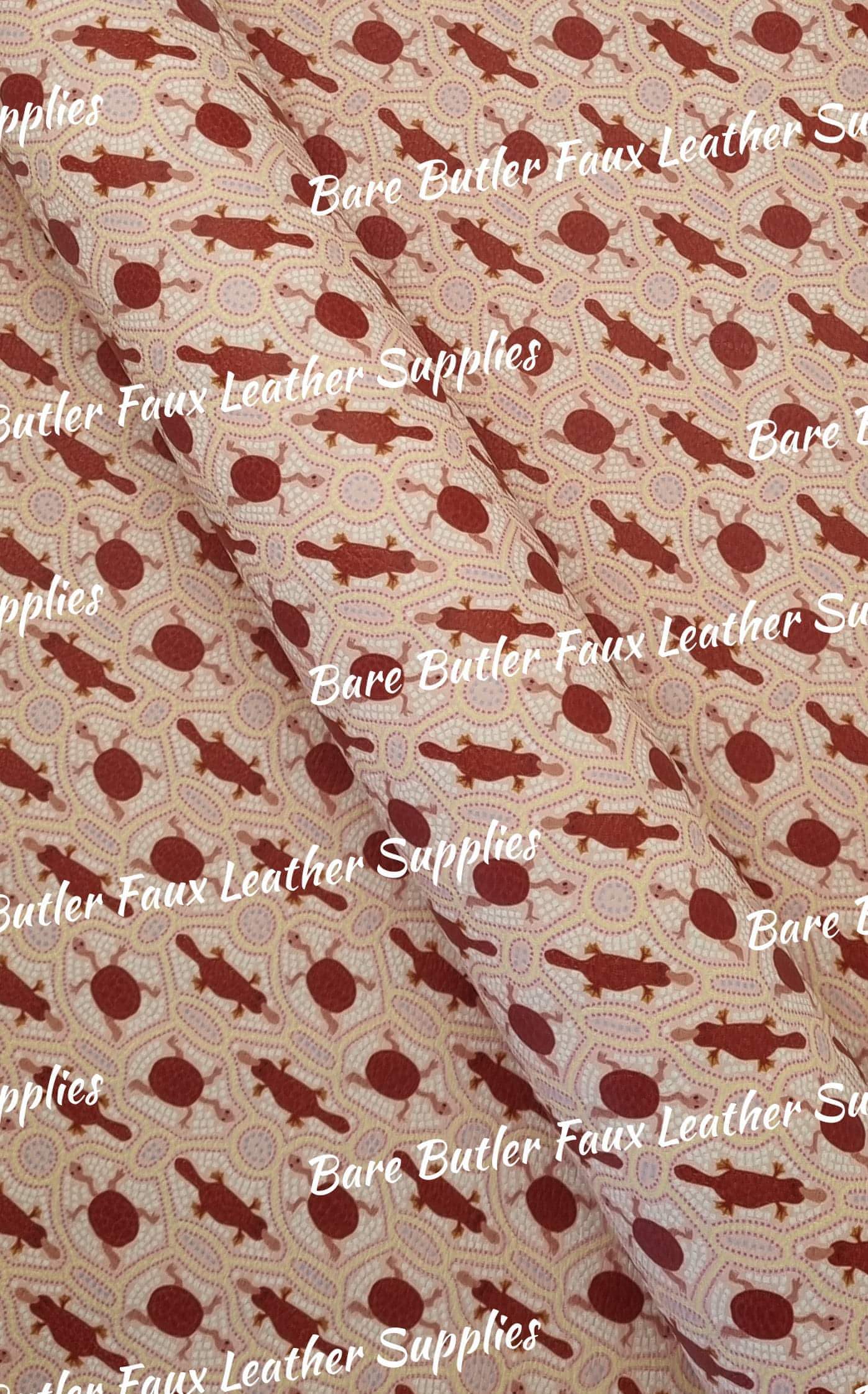 Australian Turtles & Platypus Litchi - Bare Butler Faux Leather Supplies