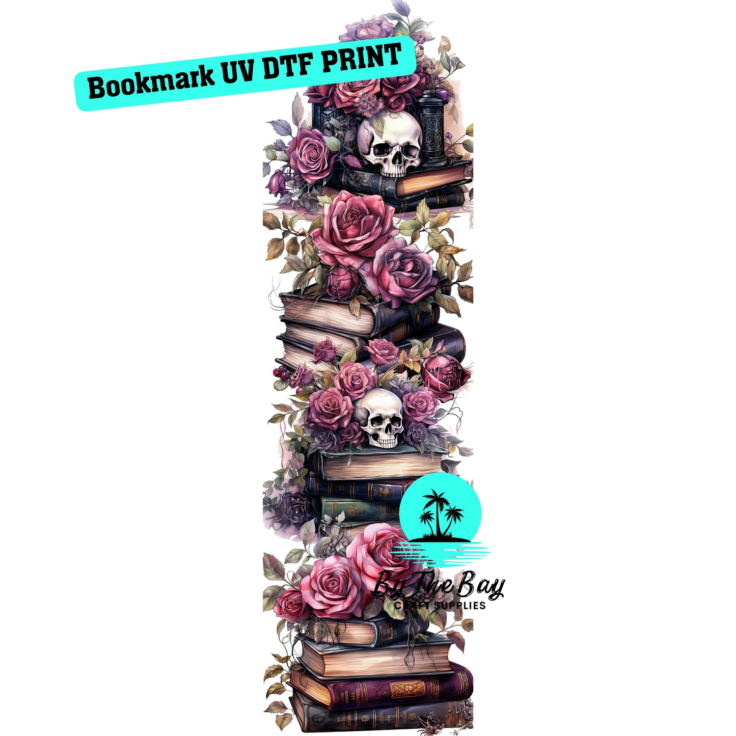 Skull Books Bookmark Decal