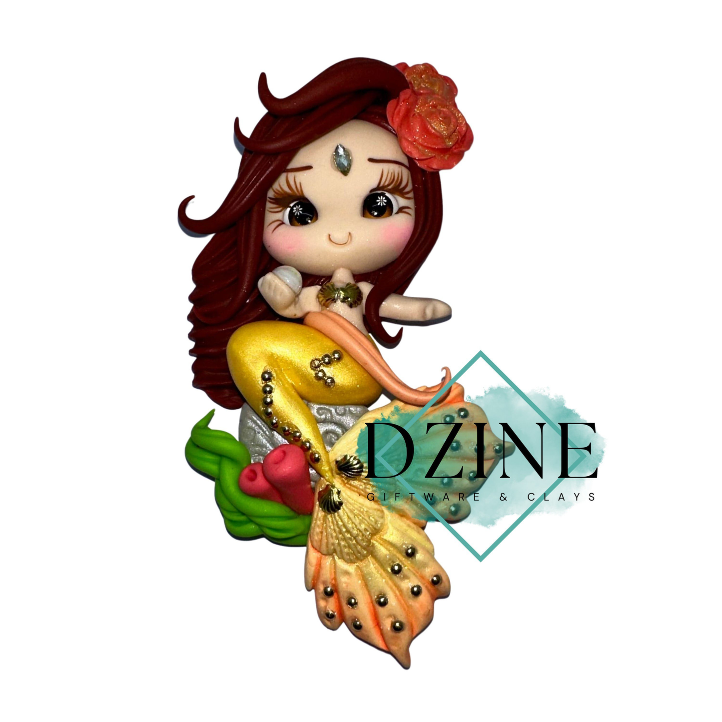 Golden tail pearl mermaid