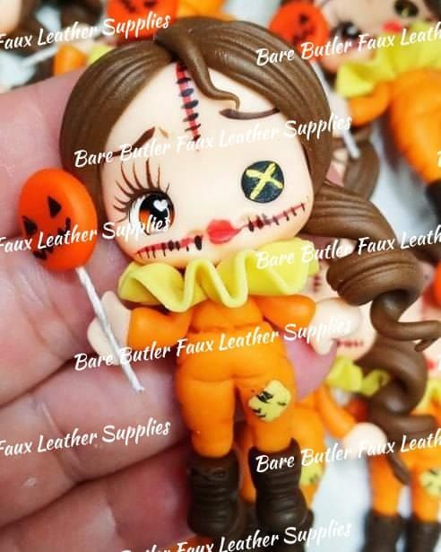 Orange Clown with Pumpkin Balloon - Available to pre order - All Pre orders will be honored after closure date :) - Bare Butler Faux Leather Supplies