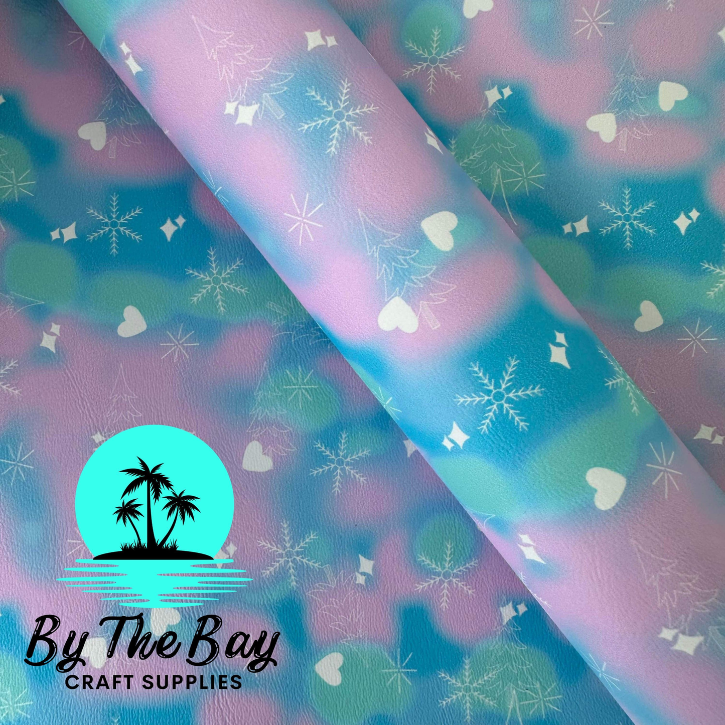 Christmas heart blue/purple Faux Leather