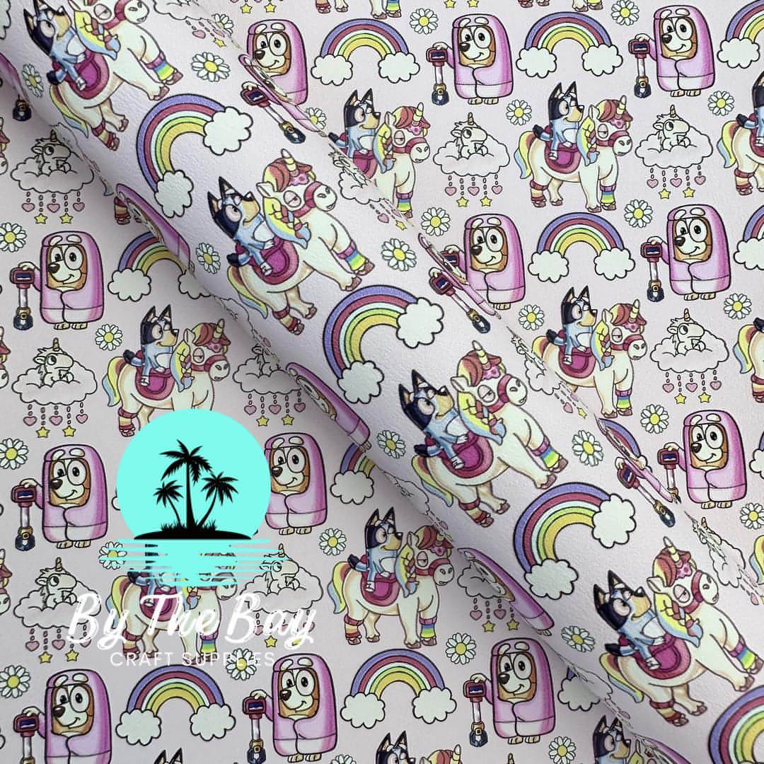 Rainbow dog family Faux Leather