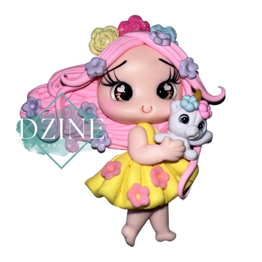 Girl Holding Unicorn Pink Hair