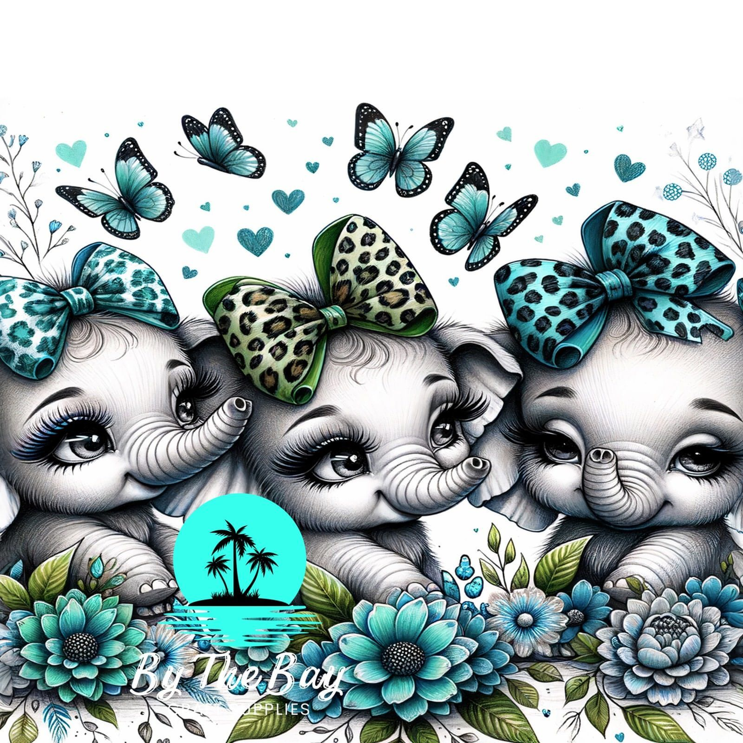 Cute elephants with bows SUB PRINTS