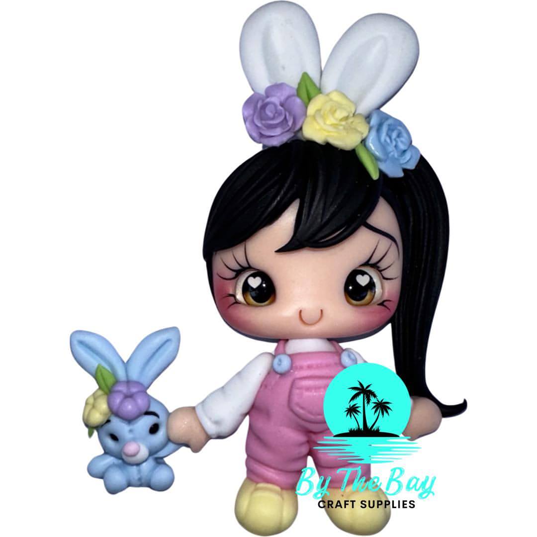 Pink overalls blue bunny