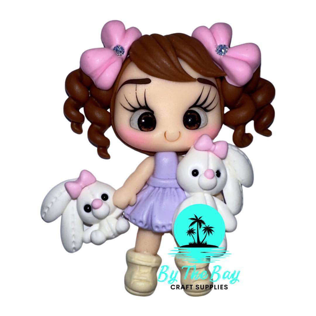 Easter girl with 2 bunnies