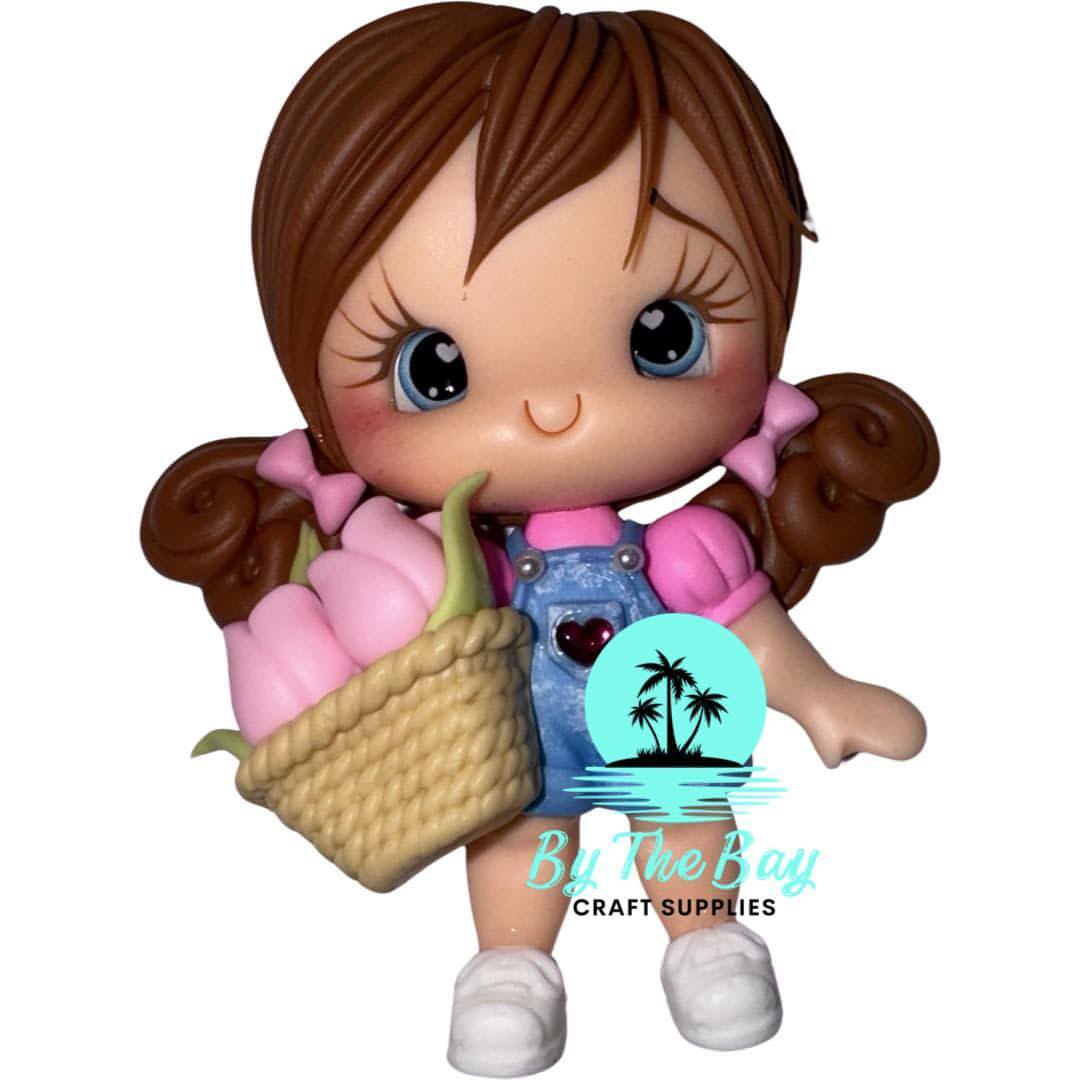 Girl with tulip basket