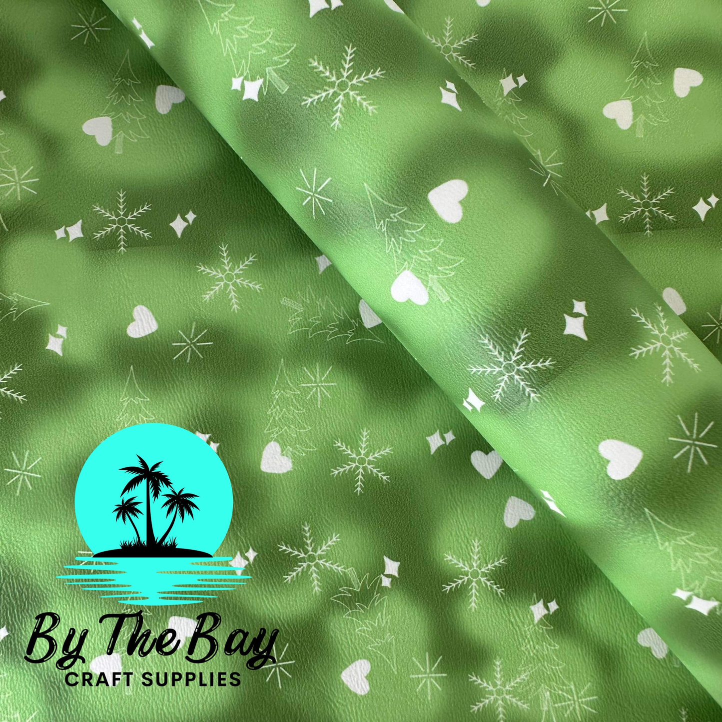 Christmas hearts T Green Faux Leather