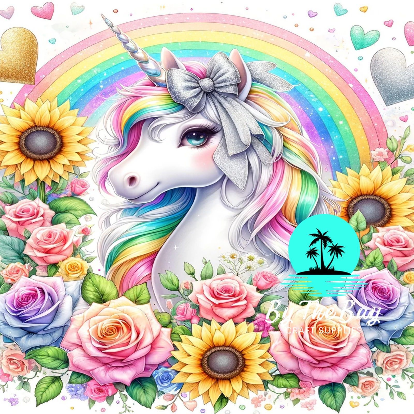 Unicorn with Rainbow & sunflowers SUB PRINT