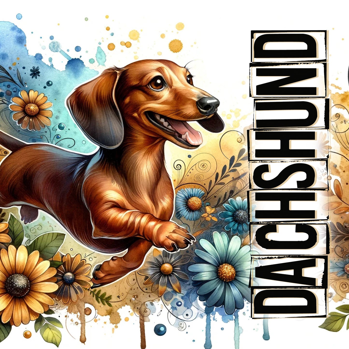 Brown Dachshund text SUB PRINT