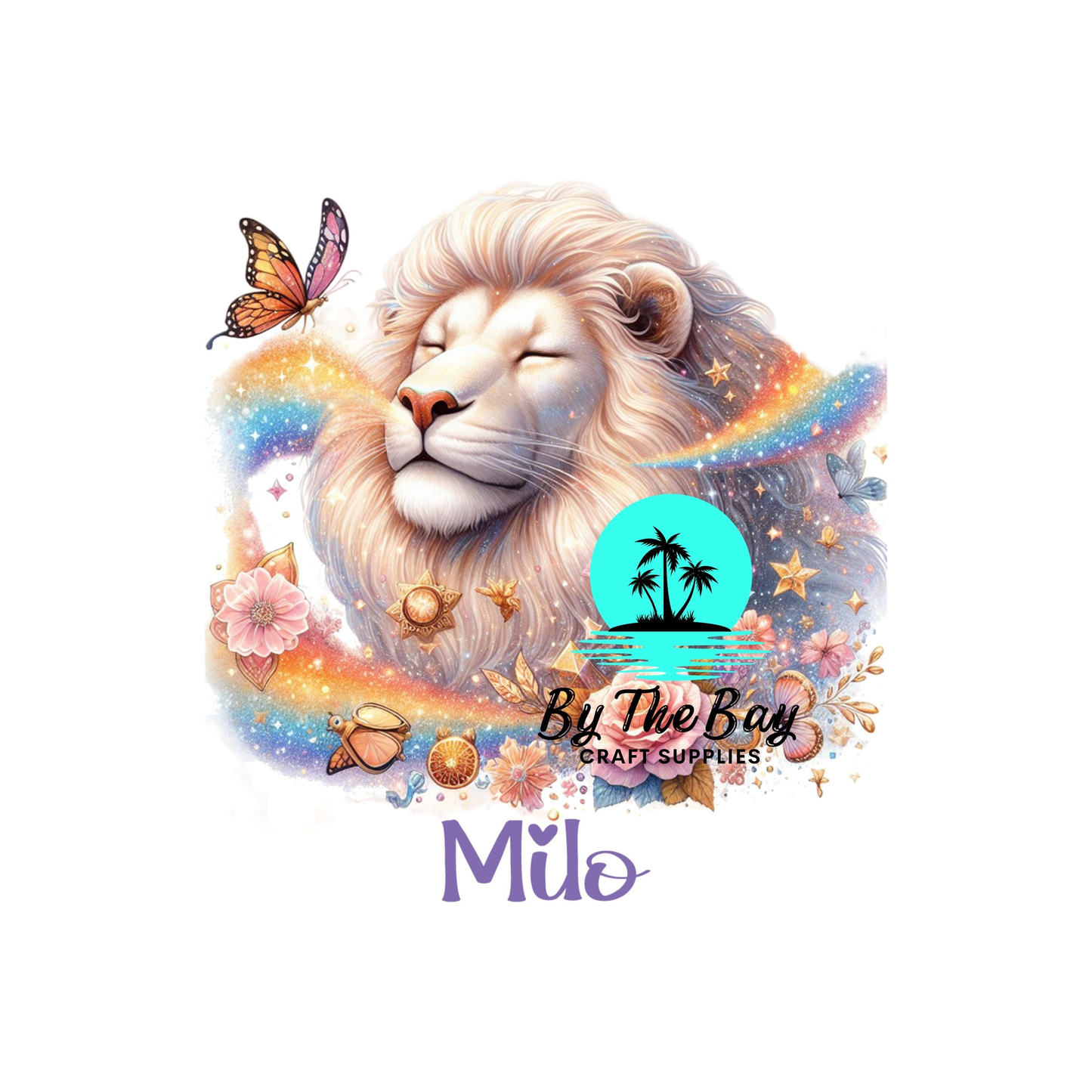 Lion & Butterfly Shimmer Tea/Coffee/Sugar uv decal