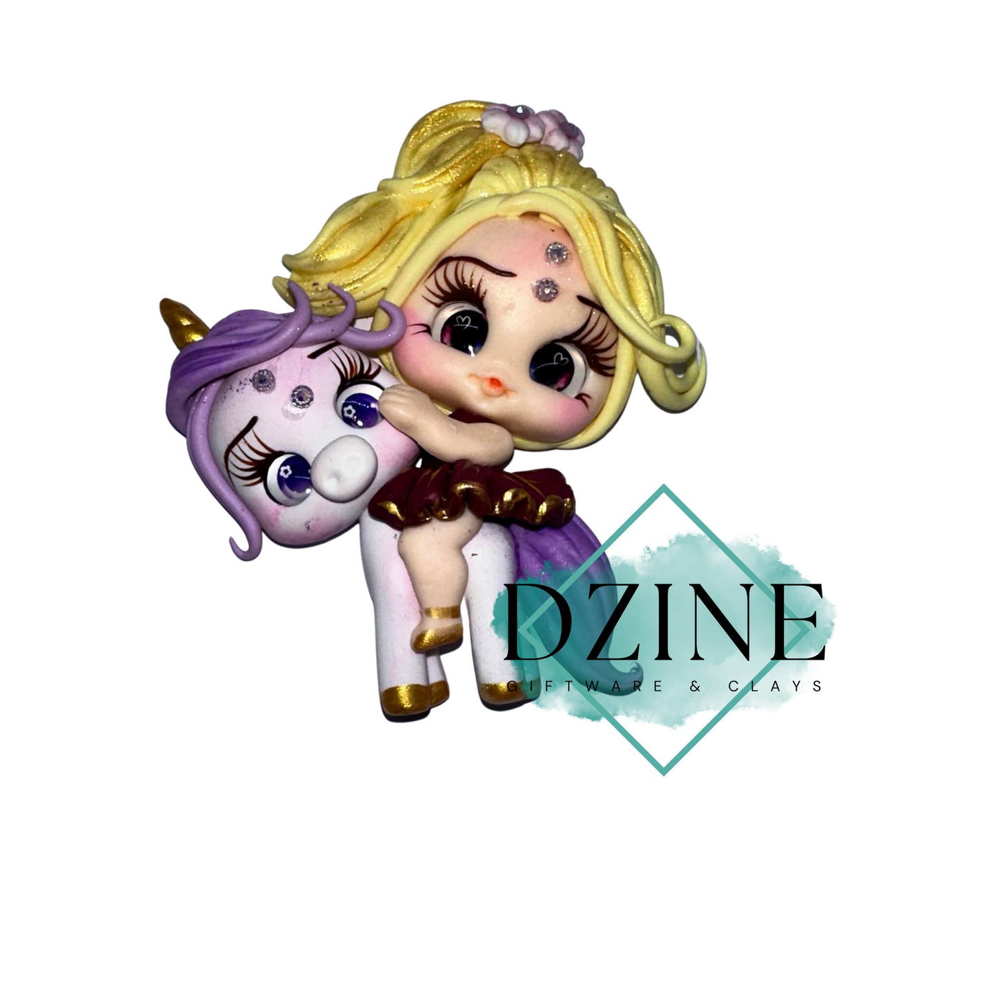 Girl on purple unicorn