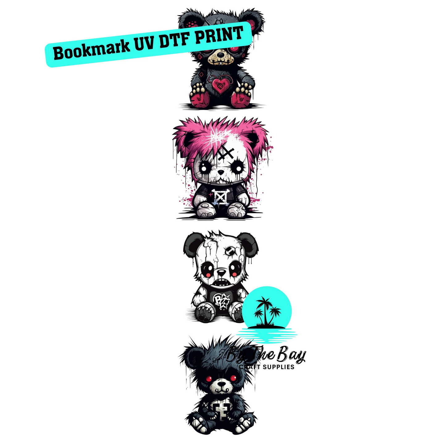 Goth Teddies Bookmark Decal