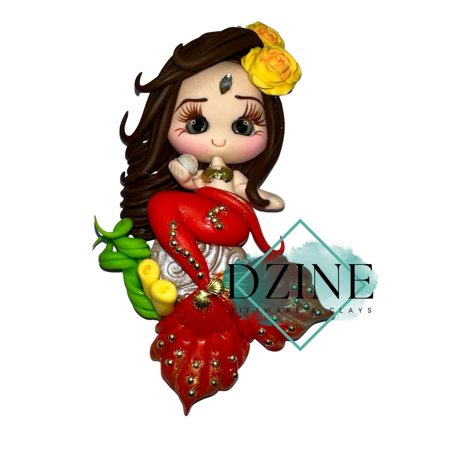 Red tail pearl mermaid