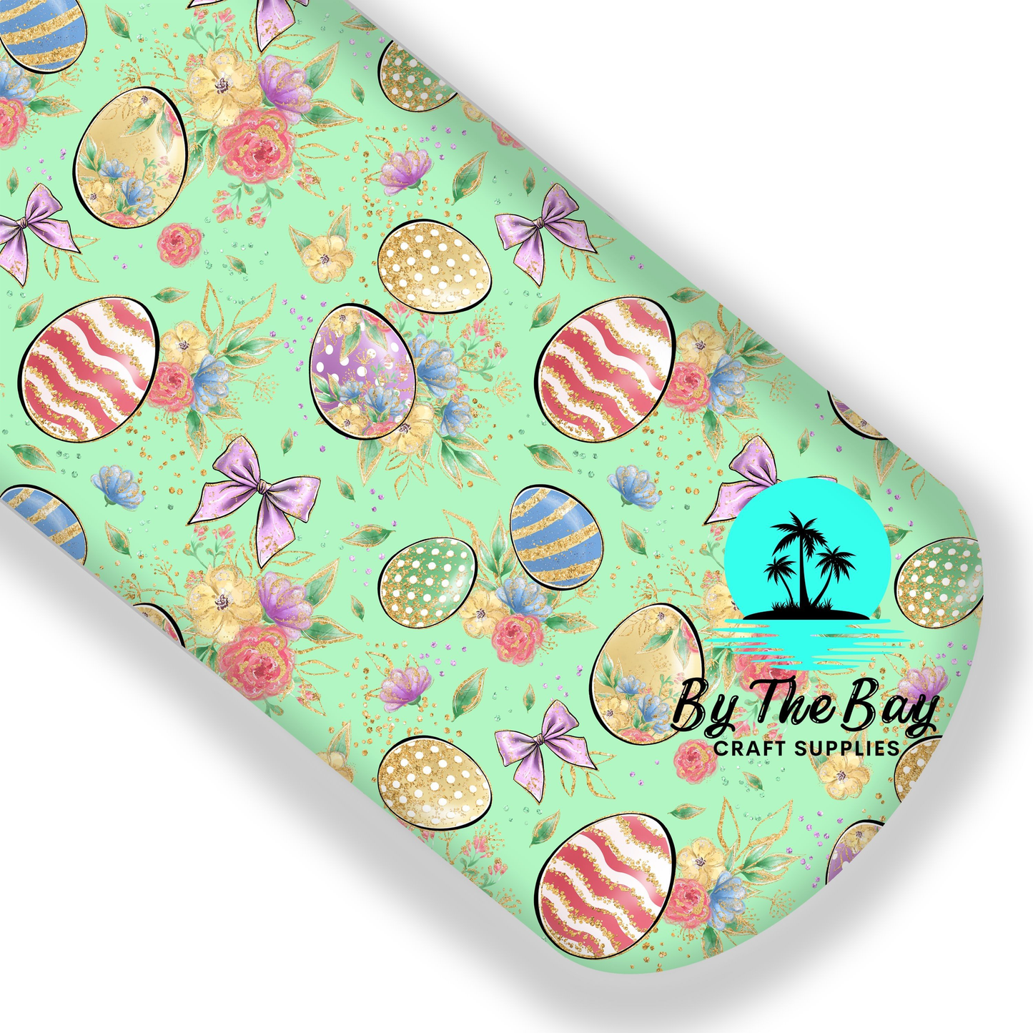 Golden eggs green bg Faux Leatherette