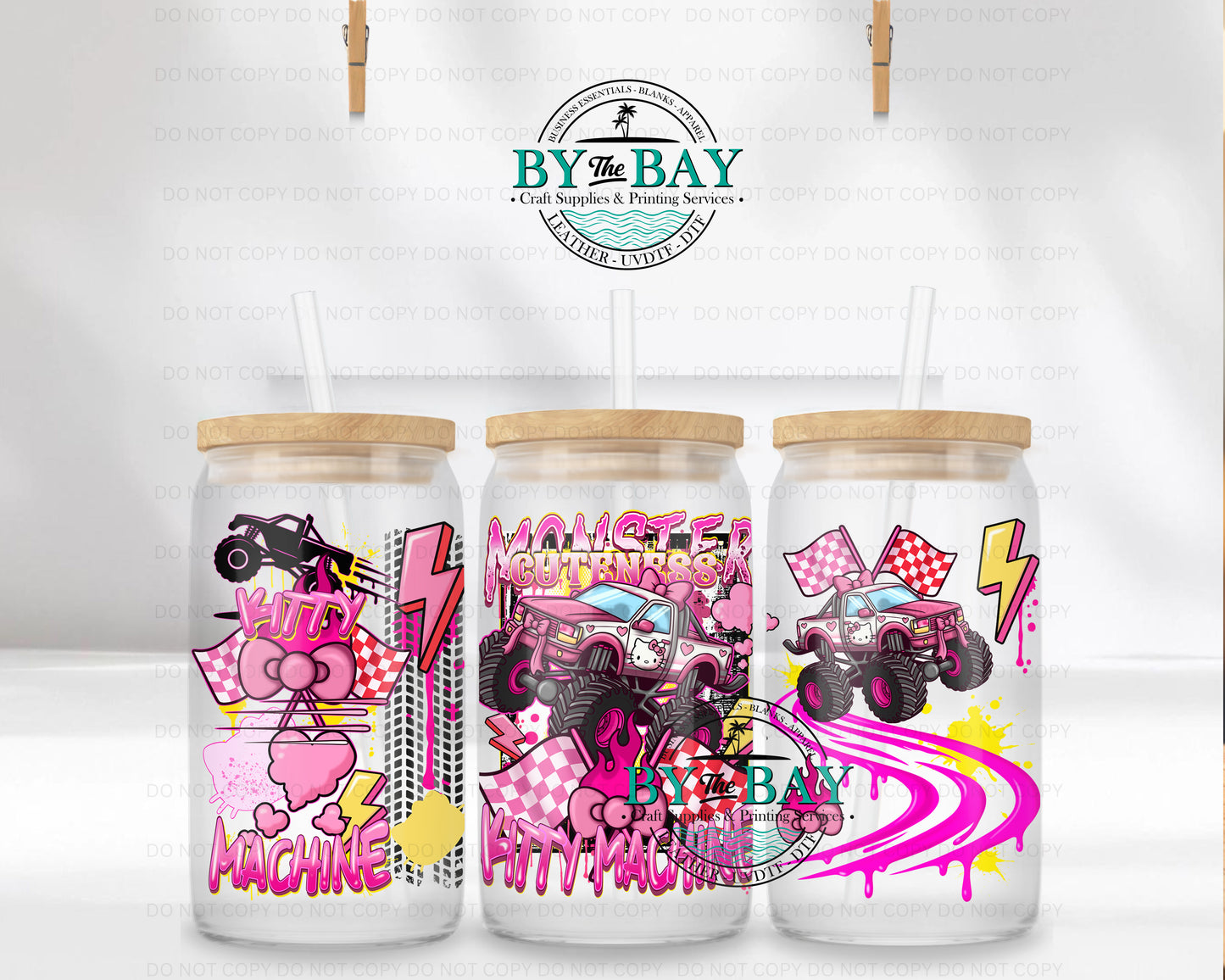 Monster Kitty Trucks 16oz UVDTF Wrap