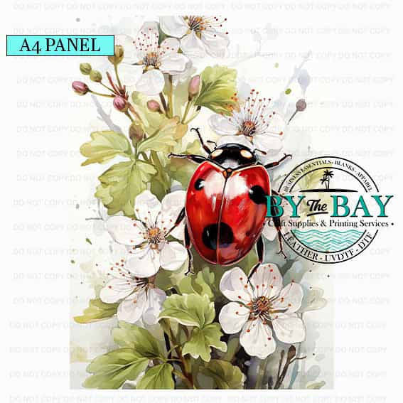 A4 Ladybug White Flowers set