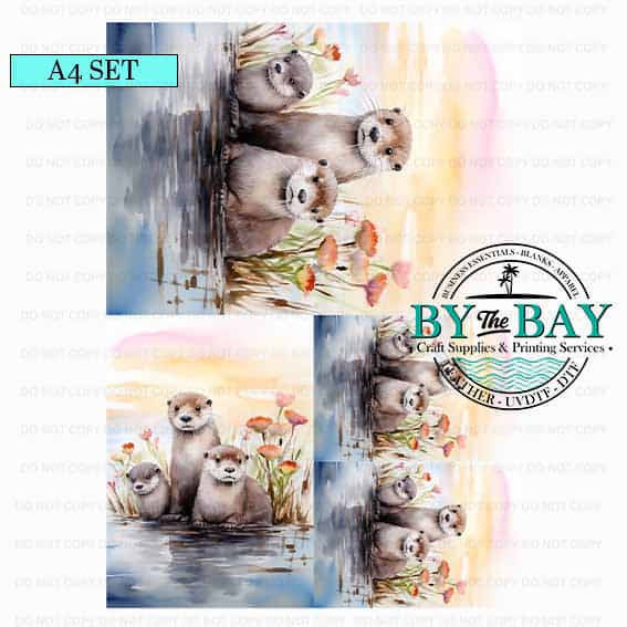 A4 Watercolour Otters Set