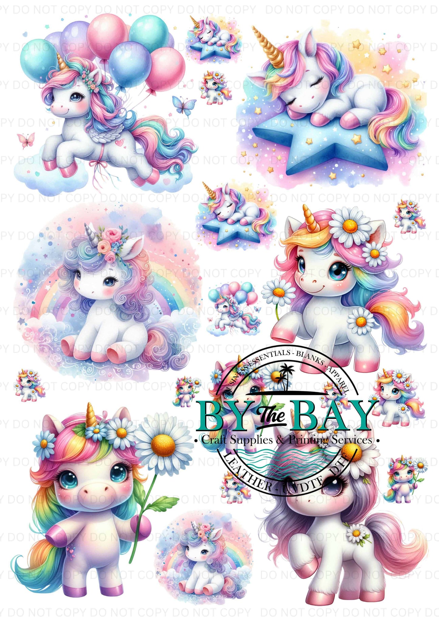 Cute Unicorns A4010 Decal Sheet
