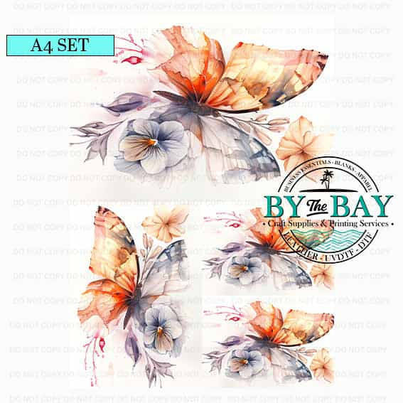 A4 Watercolour Butterflies Set
