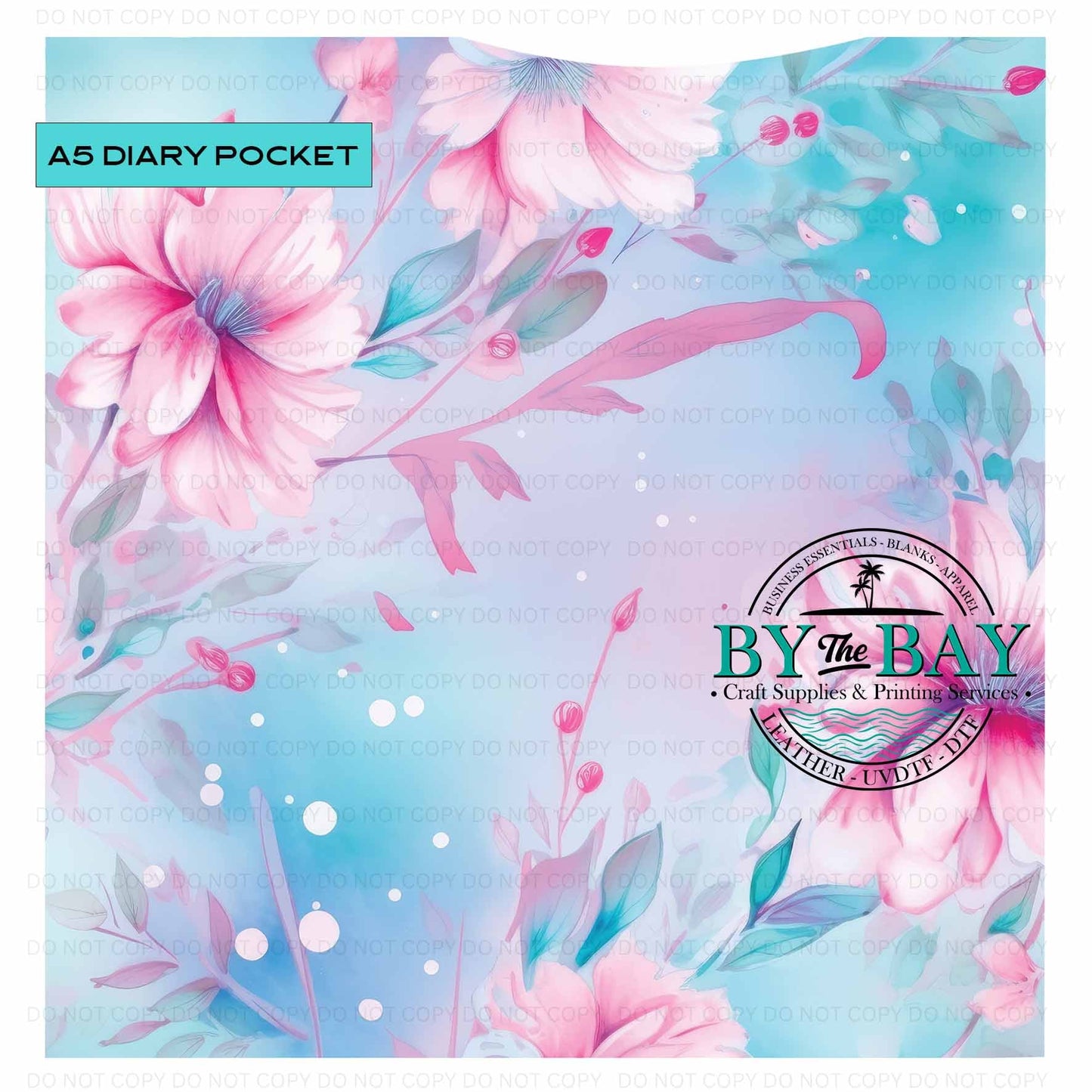 A5 Mystic Pink Floral Diary Front phone/pen pocket