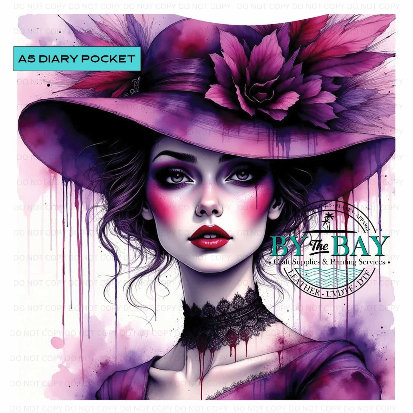 A5 Purple Lady Diary Front phone/pen pocket