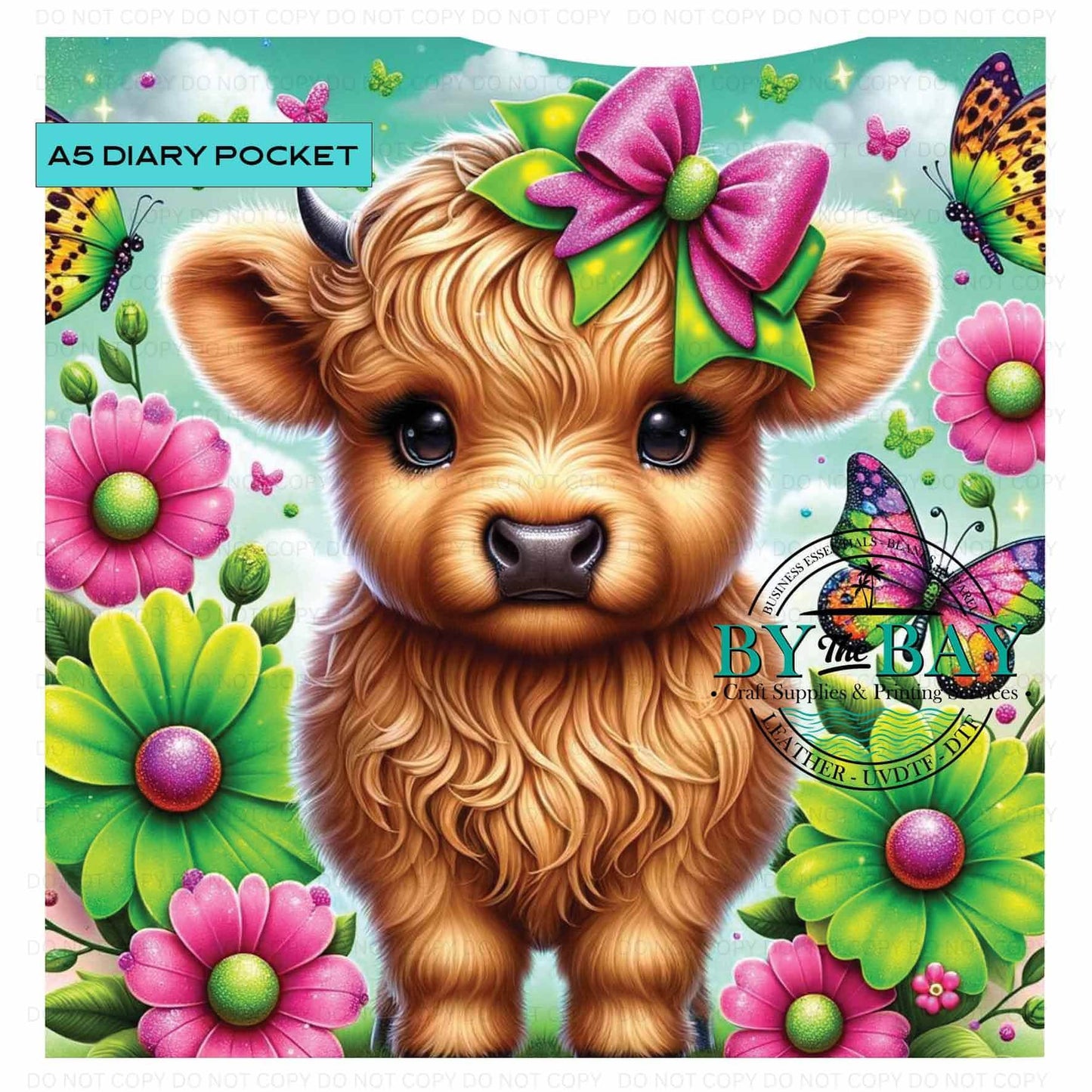 A5 Mint Highland Diary Front phone/pen pocket