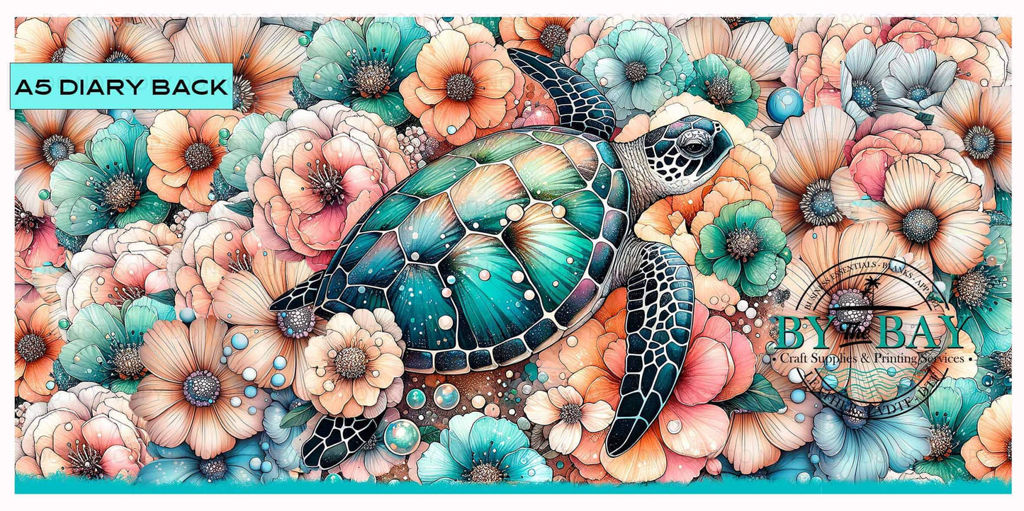 Turtle Flowers A5 Diary Back
