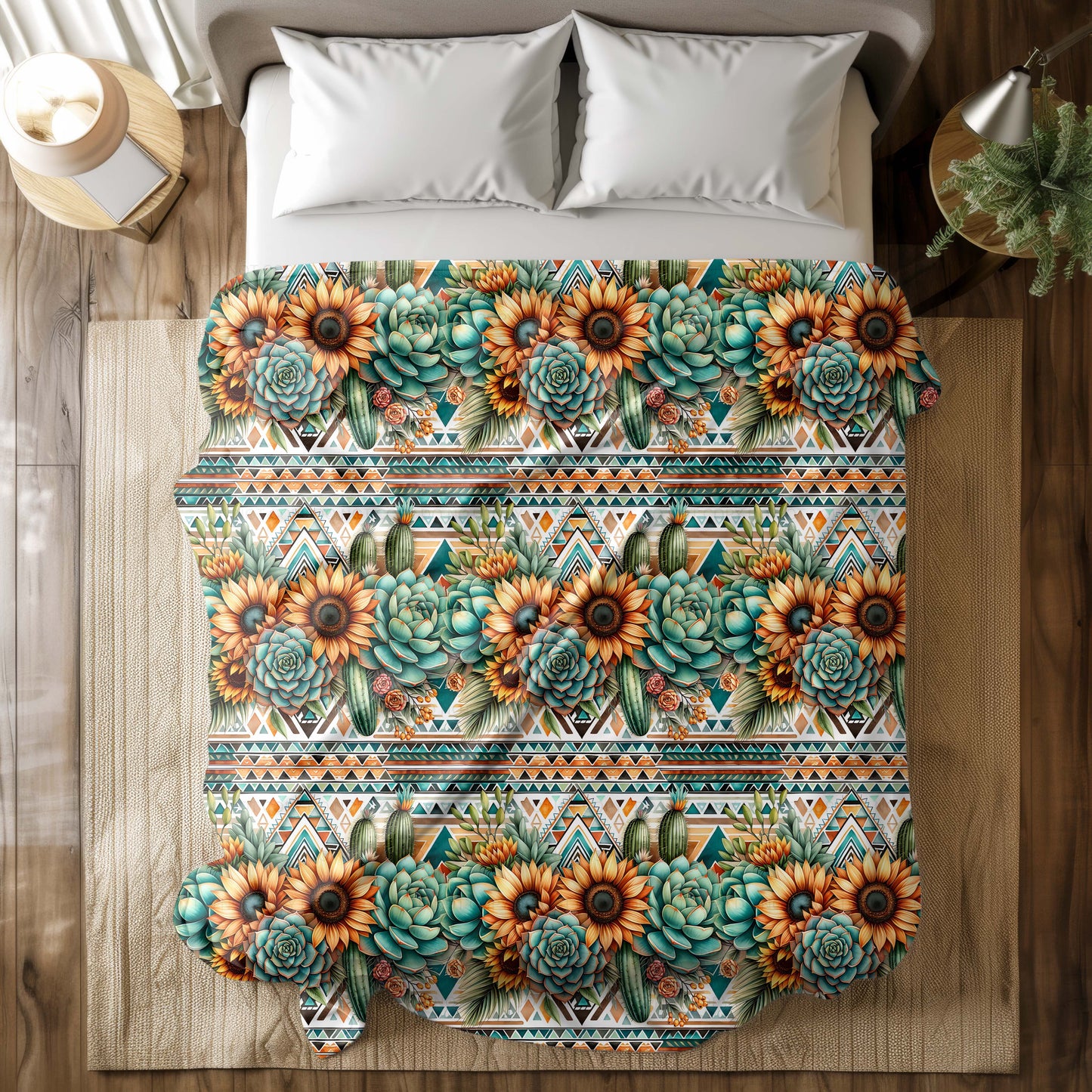Sunflower Succulents Squish Minky Blankets (Various Sizes)