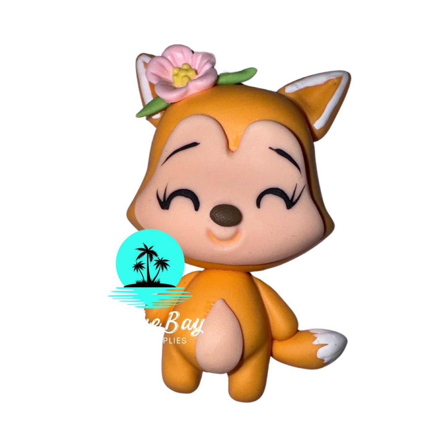 Fox with pink flower