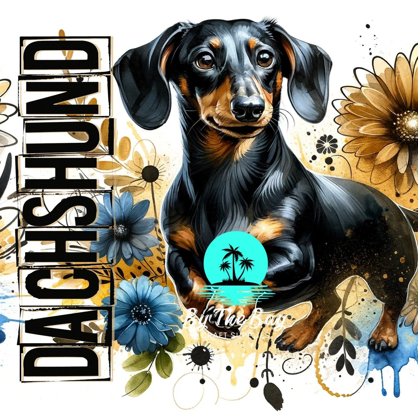 Black Dachshund text SUB PRINT