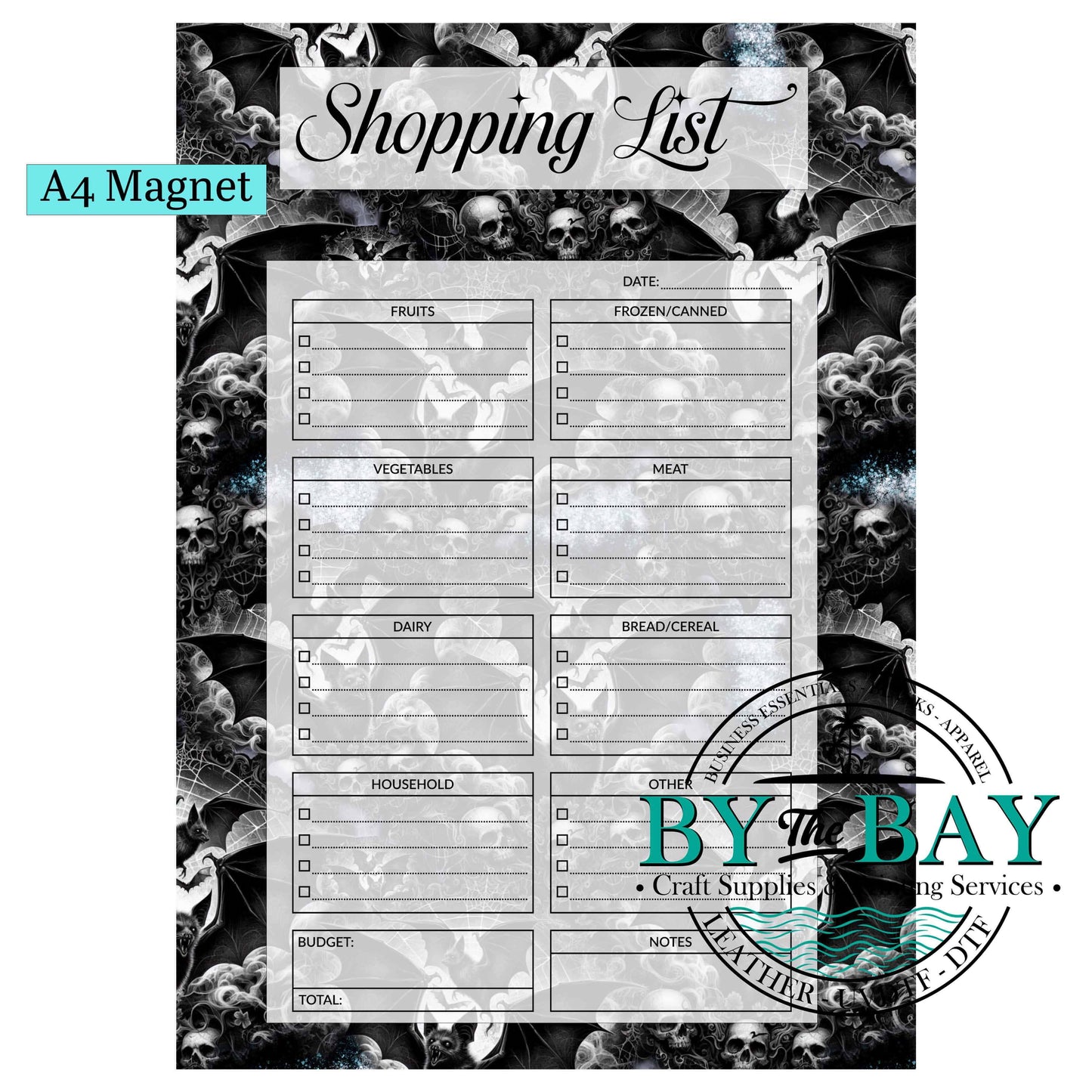 Bat Skulls A4 Shopping List Magnet