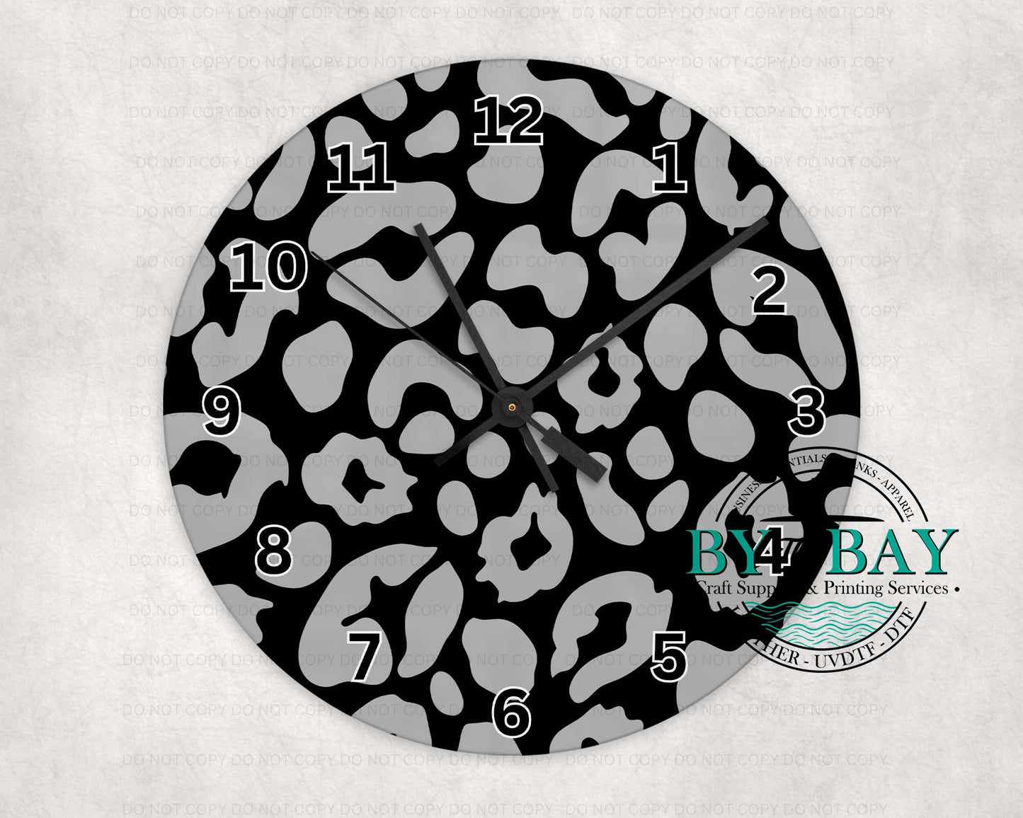 Blk Grey Leopard Print Clock
