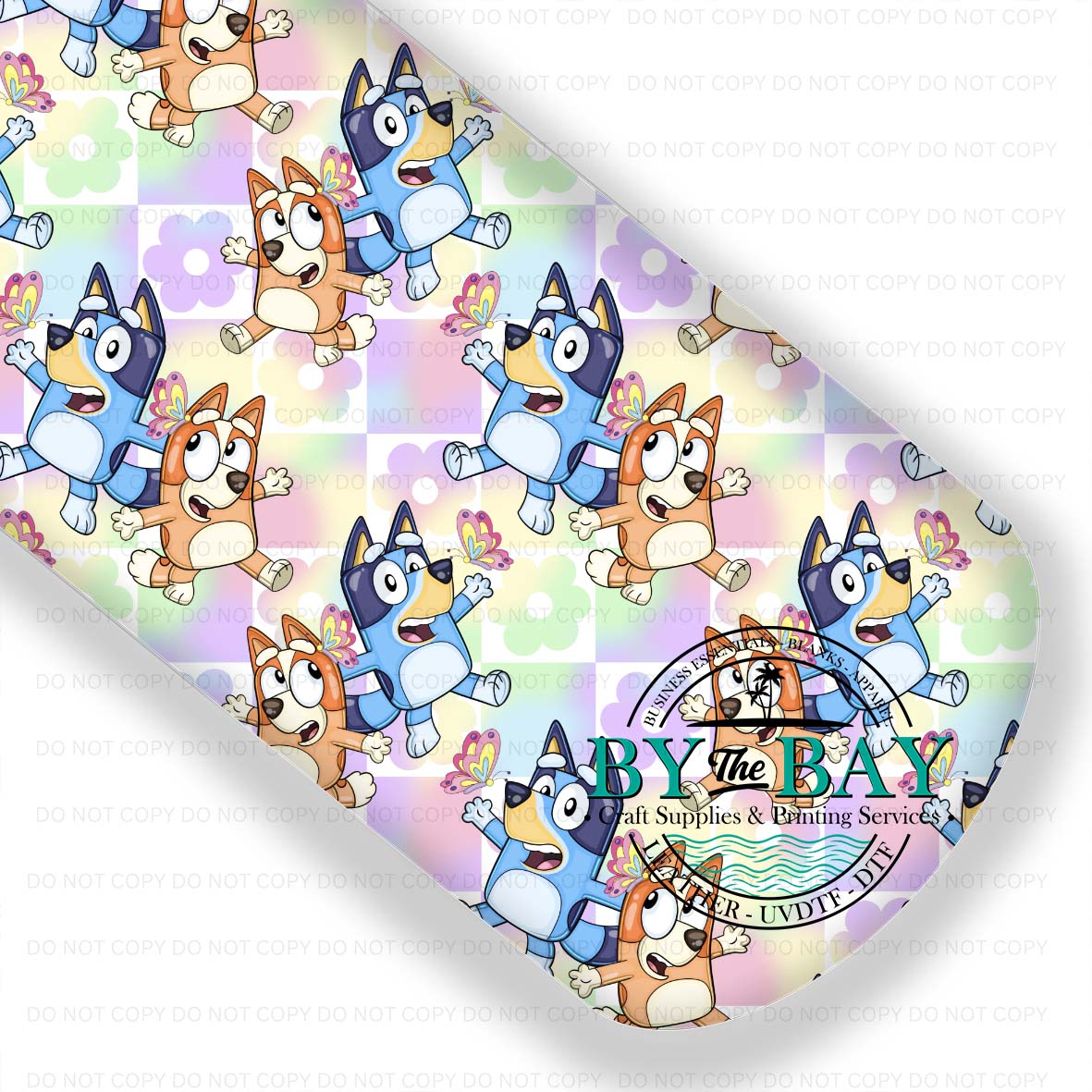 Blue Dog Pastel Flowers