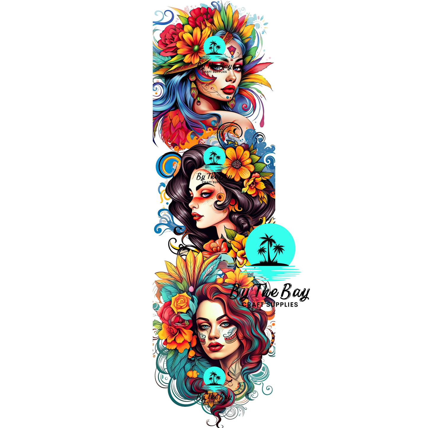 Colourful Tattoo Girls 1 Bookmark Decal