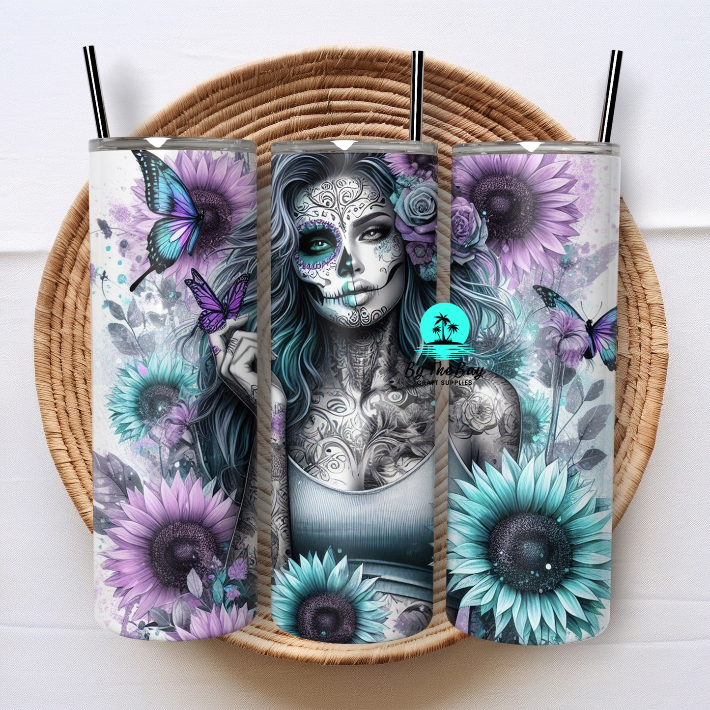 Sugar skulls, butterflies and sunflowers galore 20oz Tumbler SUB PRINT