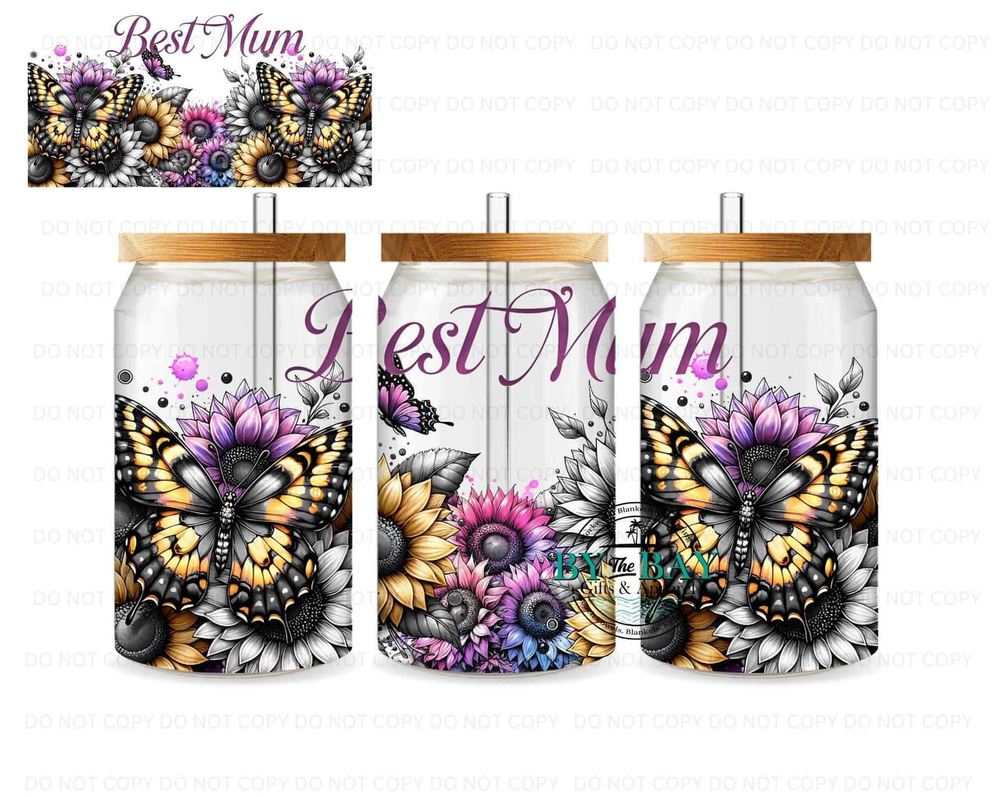 Best Mum Butterfly Floral 16oz Wrap