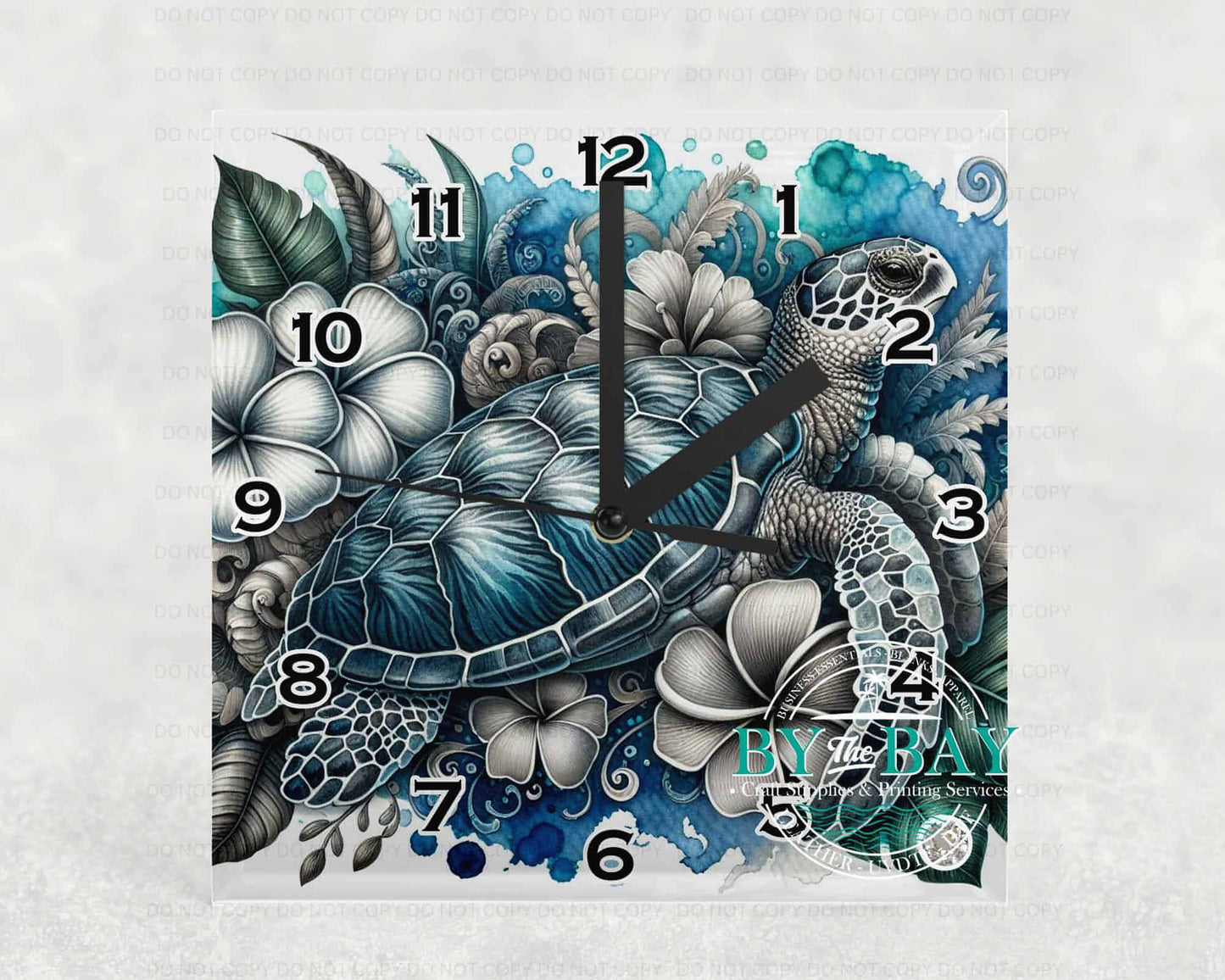 Blue Turtle Square Clock