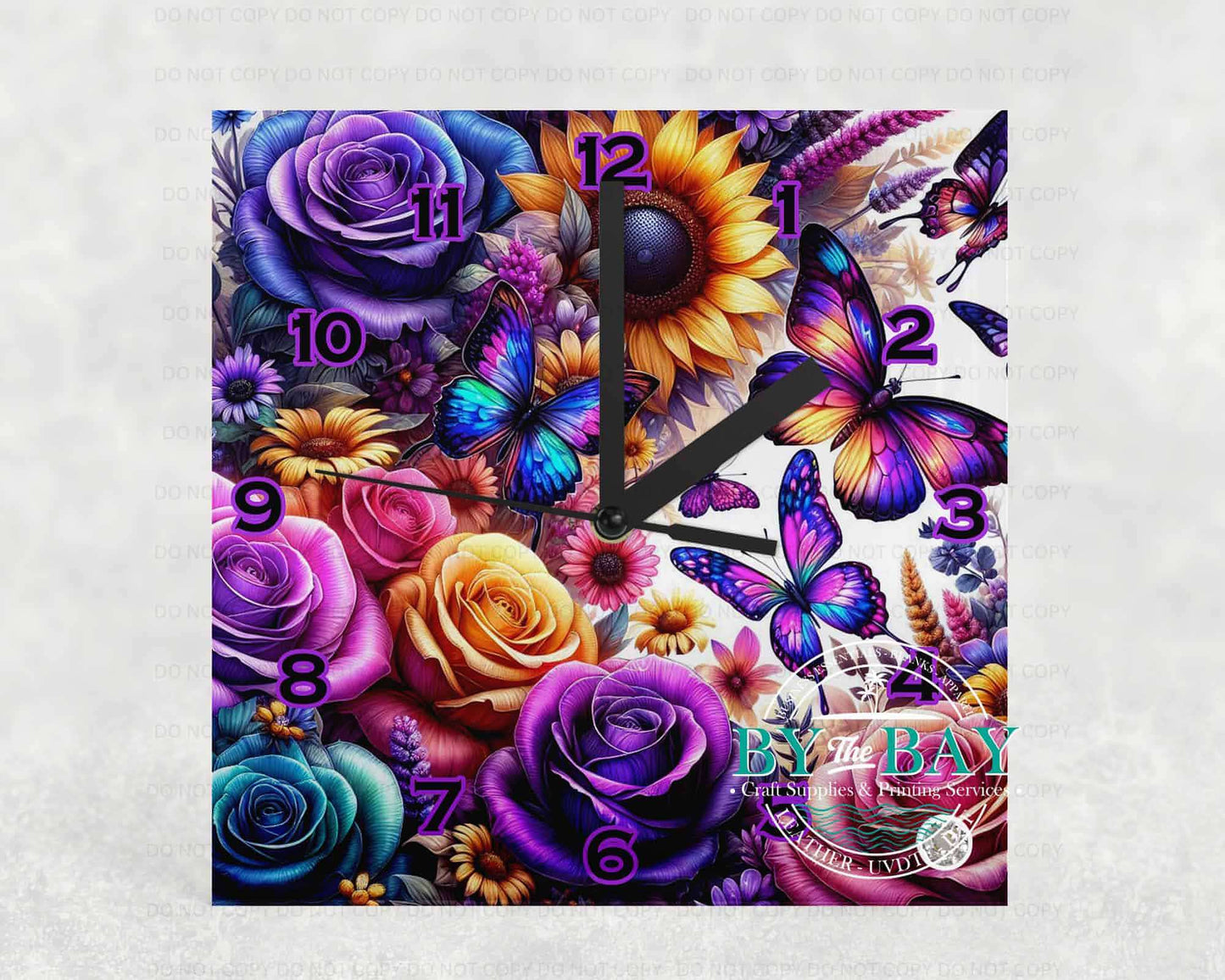 Bright Butterflies Square Clock