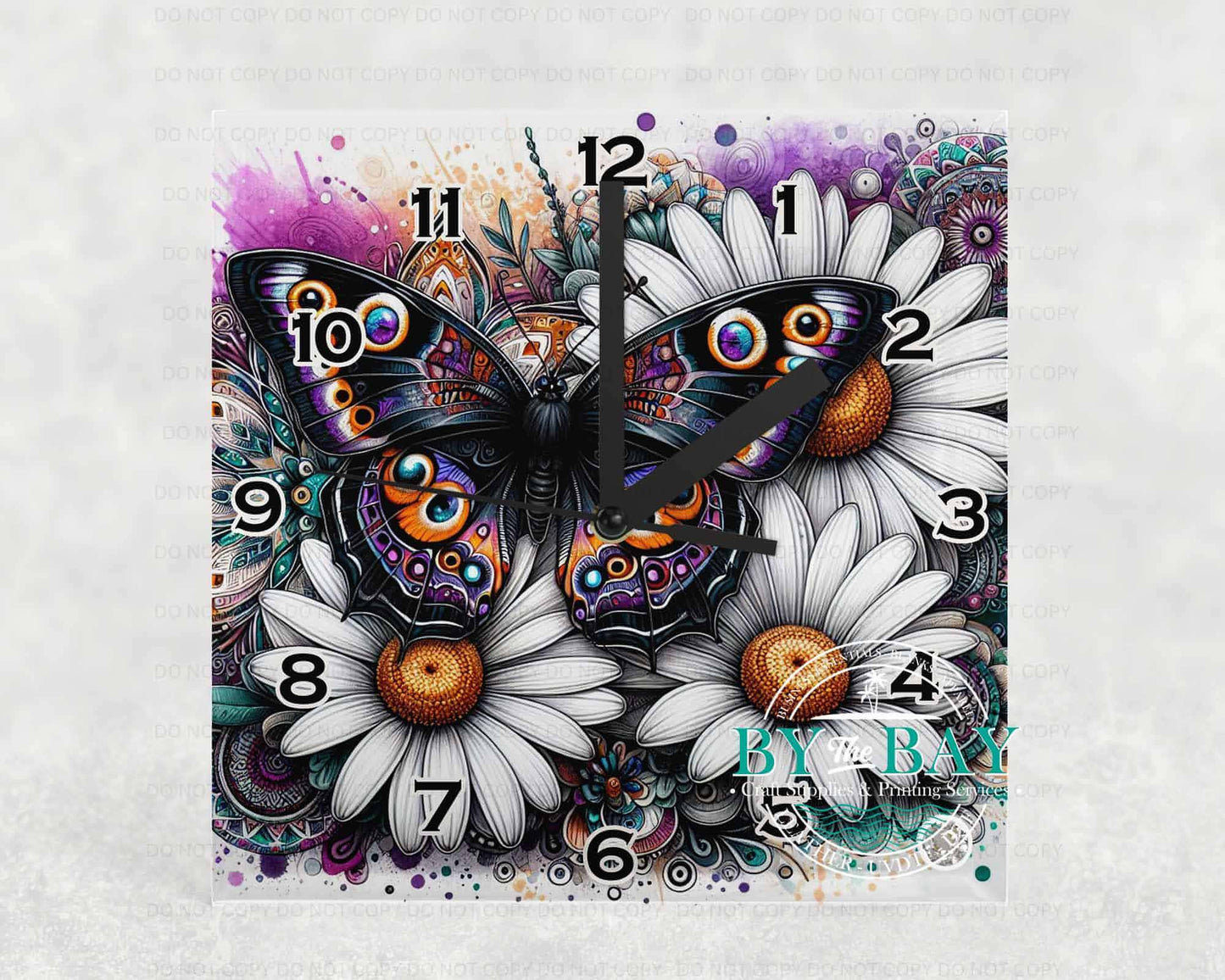 Butterfly Square Clock