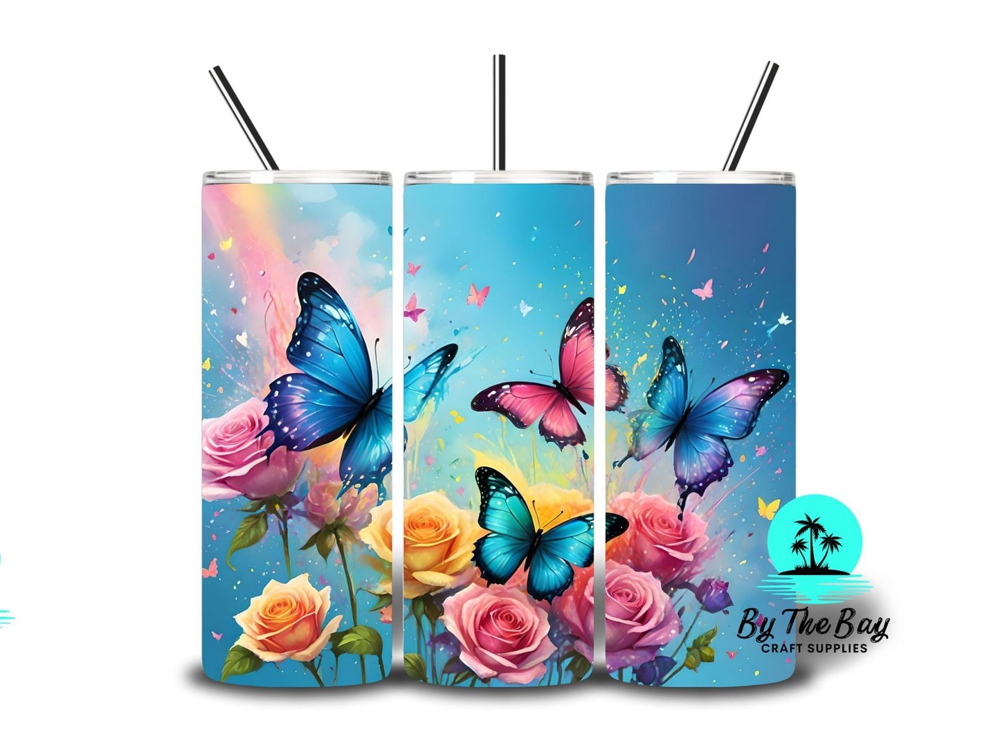 Rainbow Butterflies Paint drips 20oz SUB Print