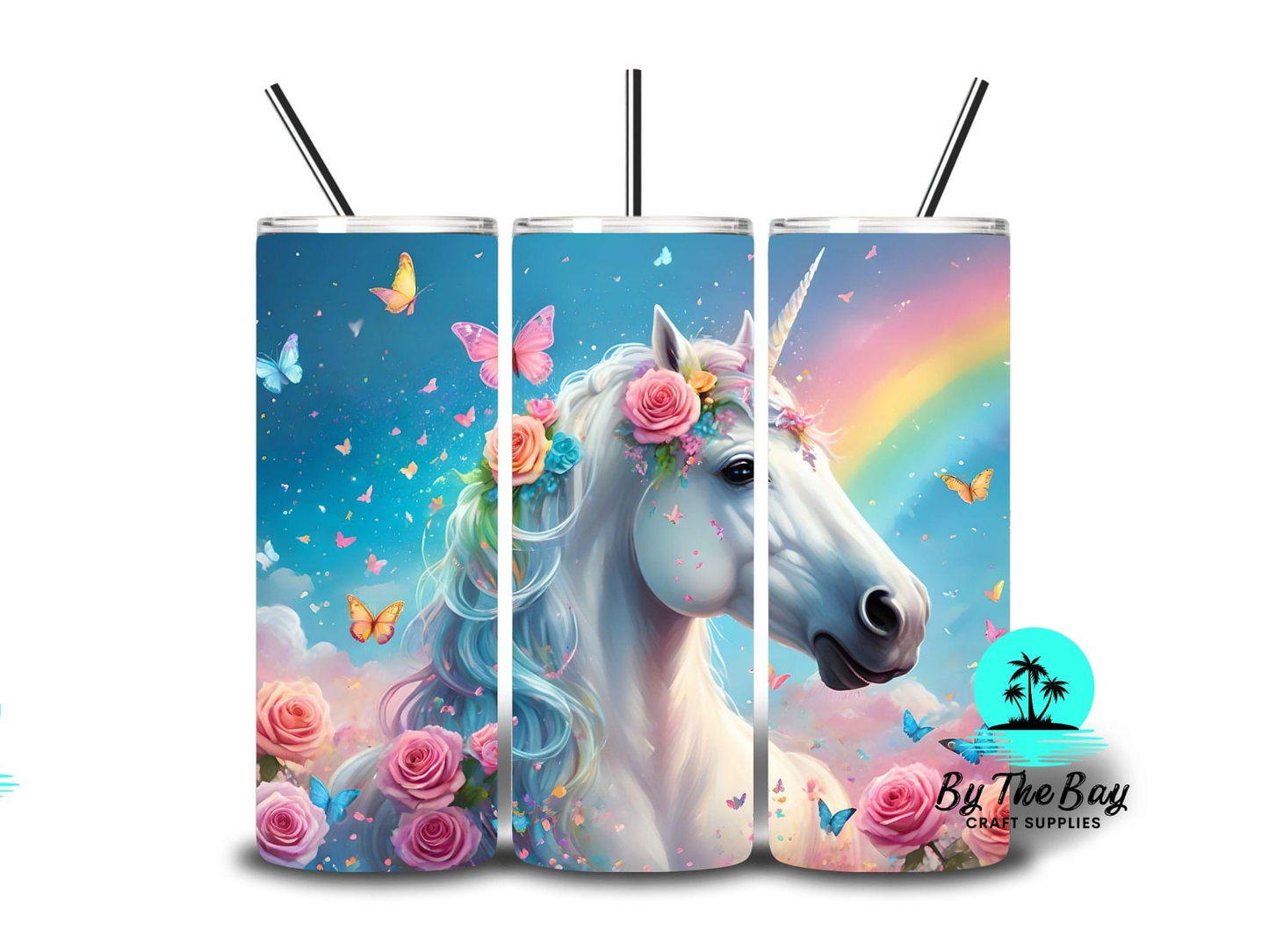 Rainbow Unicorn & roses 20oz SUB Print